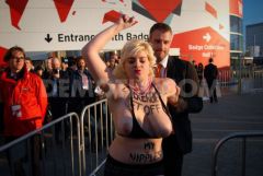 FEMEN protest outside Mobile World Congress Barcelona